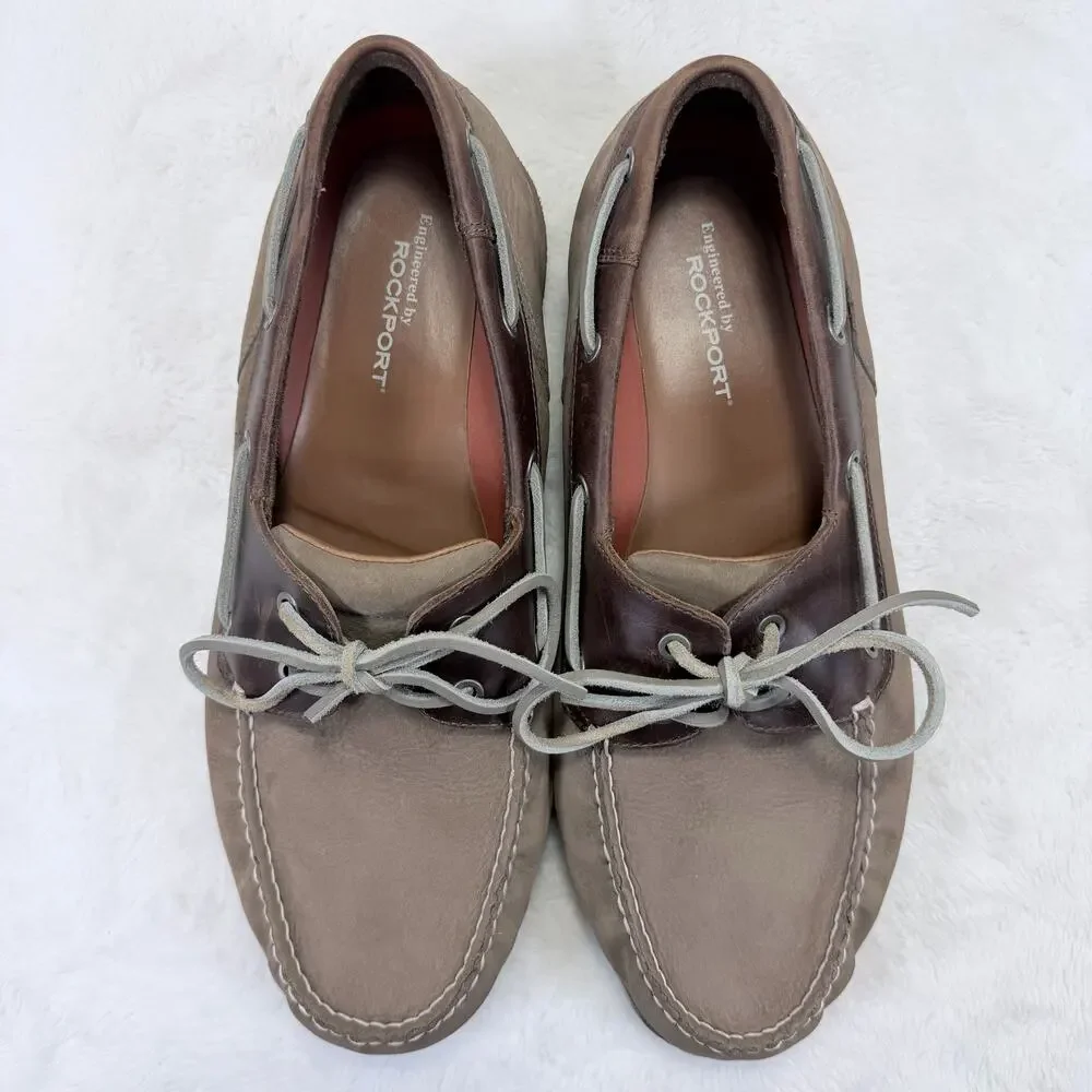 Rockport Authentic Original Men’s Two-Tone Leather Boat Shoes Size 14